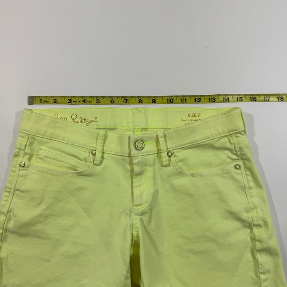 Lilly Pulitzer South Ocean Shorts Neon Yellow Green Denim - Picture 7 of 7